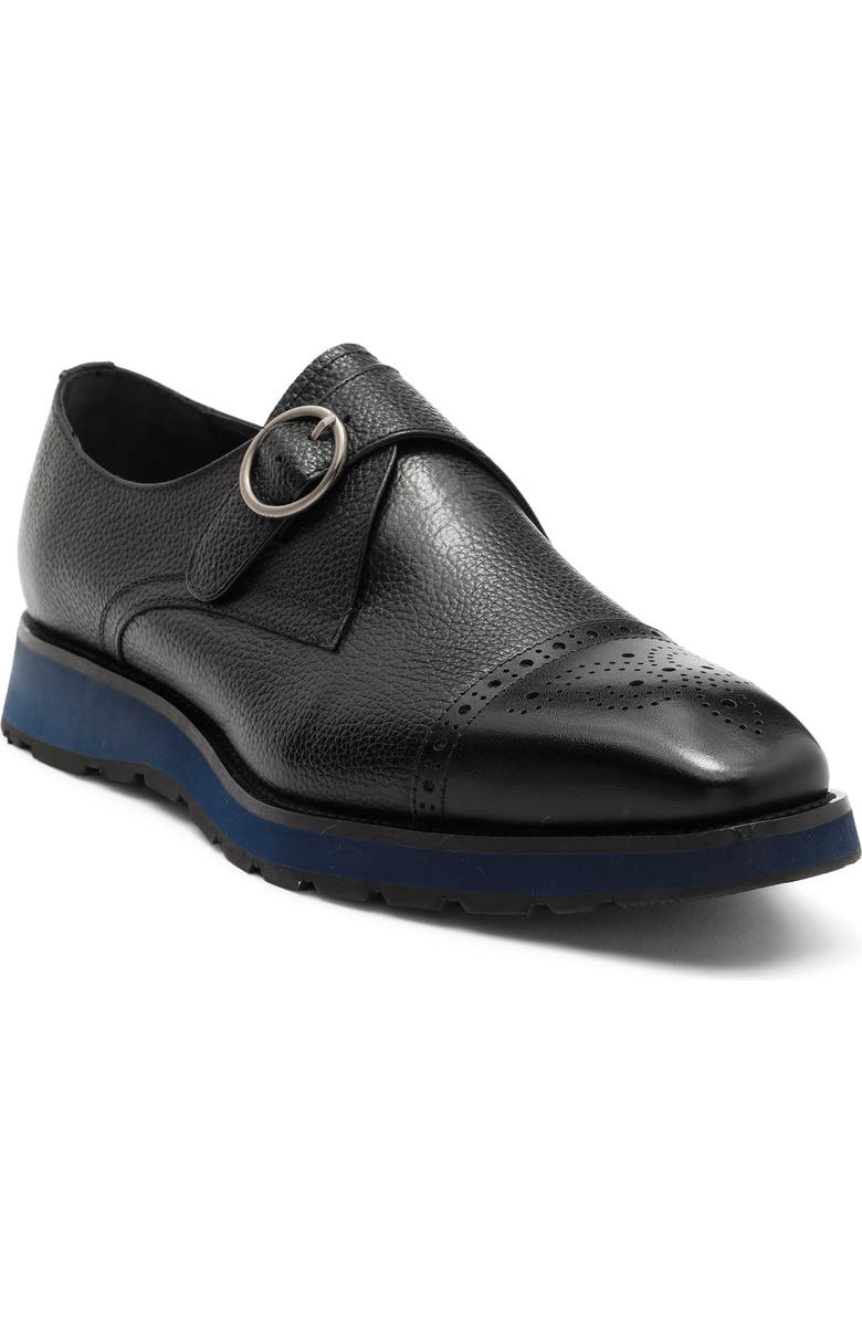 Maison Forte Coventry Hybrid Cap Toe Monk Strap Loafer, Main, color, Black