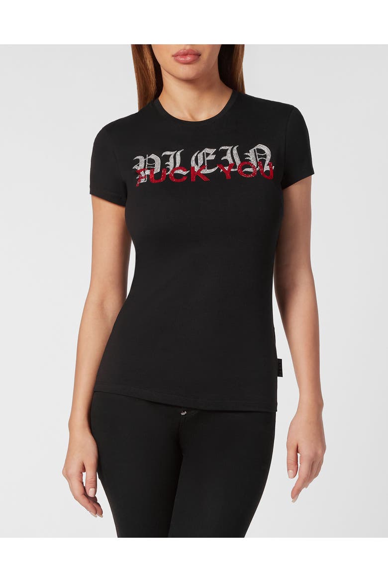 T-Shirt Slim Fit Women, Main, color, black