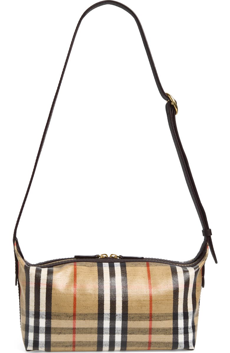 Burberry Highlands Check Coated Canvas Sling Bag, Alternate, color, Sand
