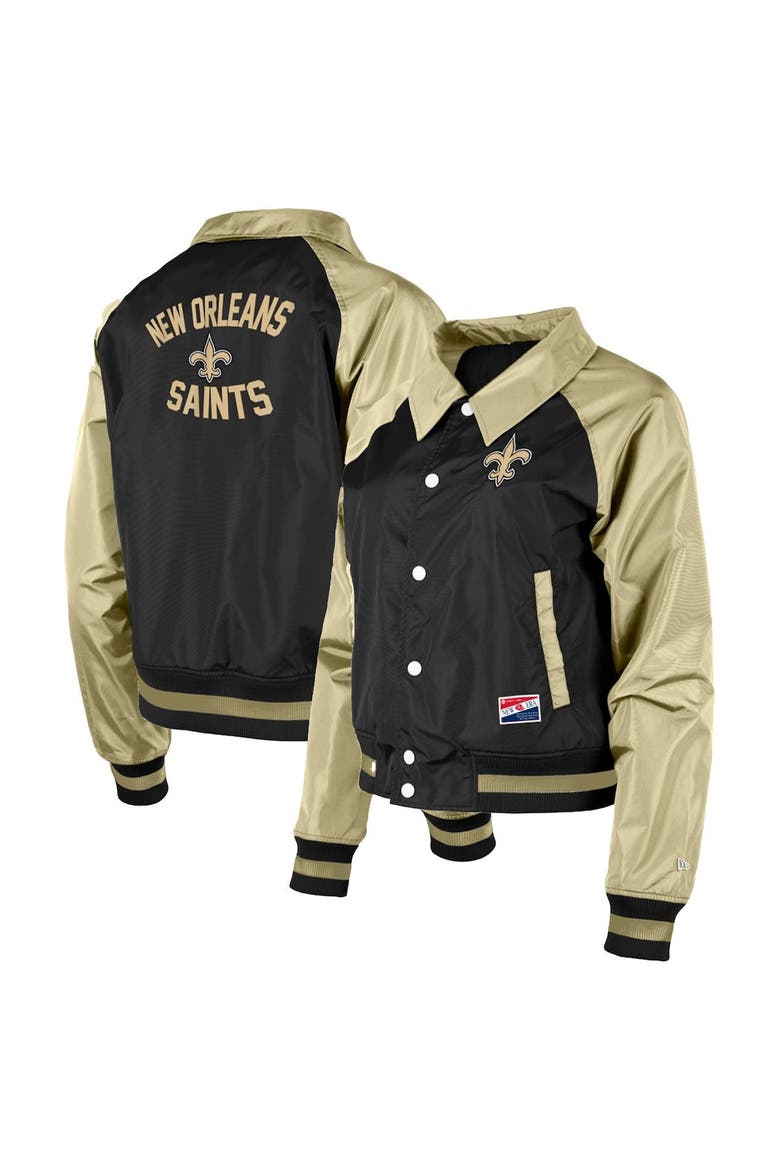 Women's New Era Black New Orleans Saints Coaches Raglan Full-Snap Jacket, Main, color, Black