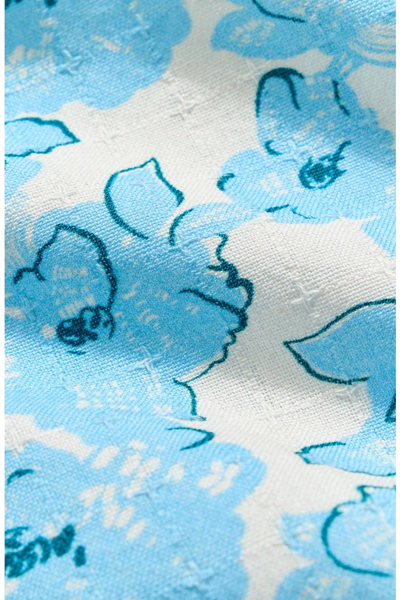 Painted Floral Short Sleeve Cotton Ripstop Button-Up Shirt, Alternate, color, SKY BLUE MULTI