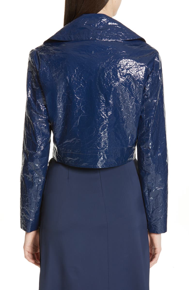 Sies Marjan Annabelle Crinkled Faux Patent Leather Crop Moto Jacket, Alternate, color, 