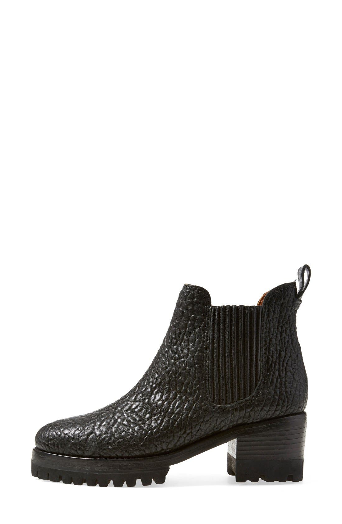 'Charlie' Lug Sole Chelsea Boot, Alternate, color, BLACK