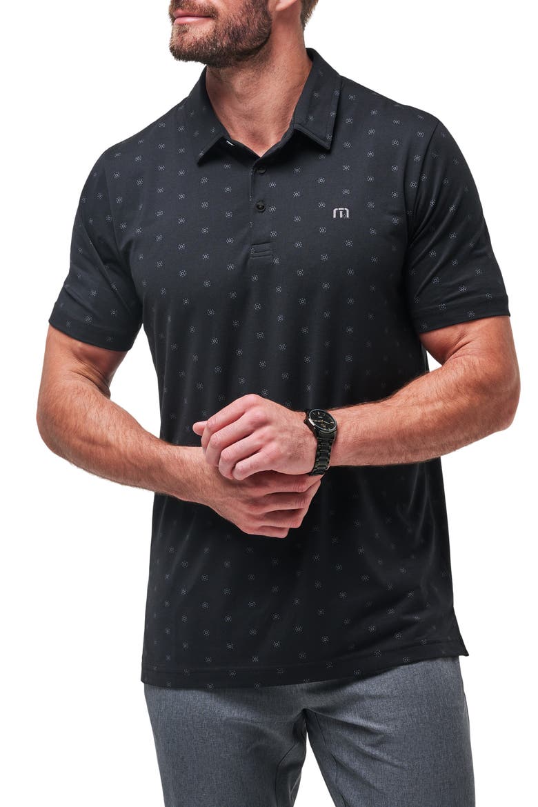 Beach Pit Medallion Print Polo, Main, color, BLACK