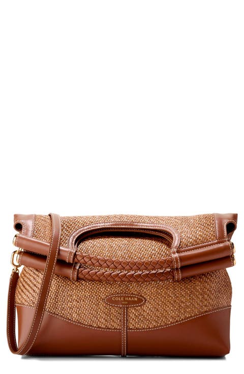 COLE HAAN コールハーン かごバッグ Montecito Straw Tote Women's Montecito Medium Straw Tote Bag in Beige Or Khaki