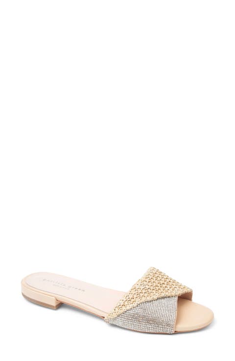 Milan Foldover Crystal Slide Sandal (Women)