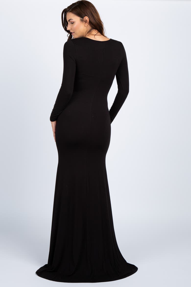 Long Sleeve Photoshoot Maternity Gown/Dress, Alternate, color, Black
