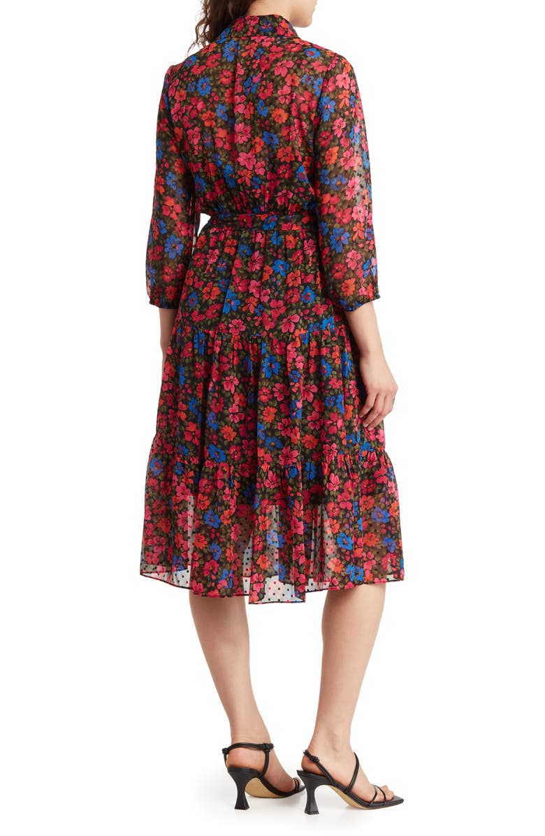 Nanette Lepore Medeline Floral Clip Dot Long Sleeve Midi Dress, Alternate, color, 