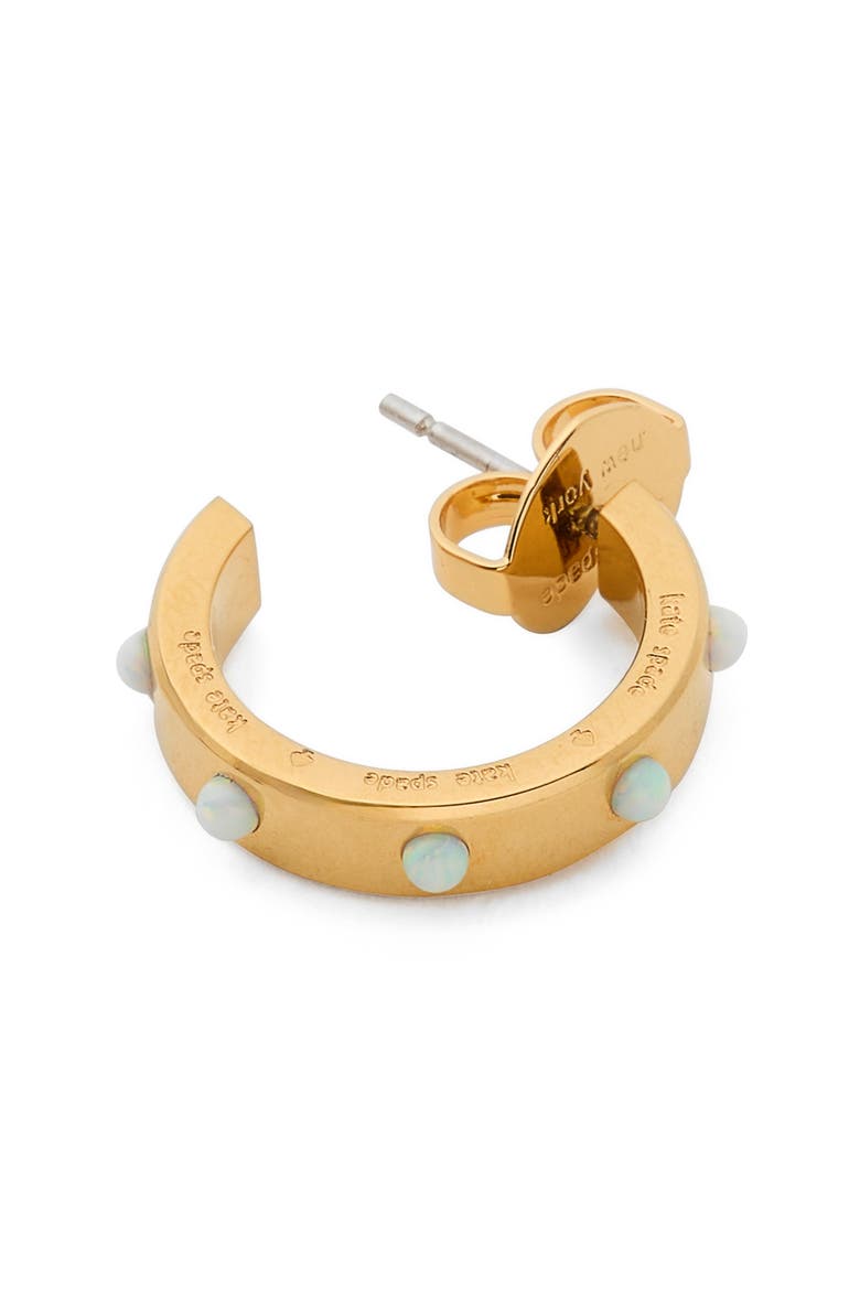 small faux opal huggie hoop earrings, Alternate, color, OPAL