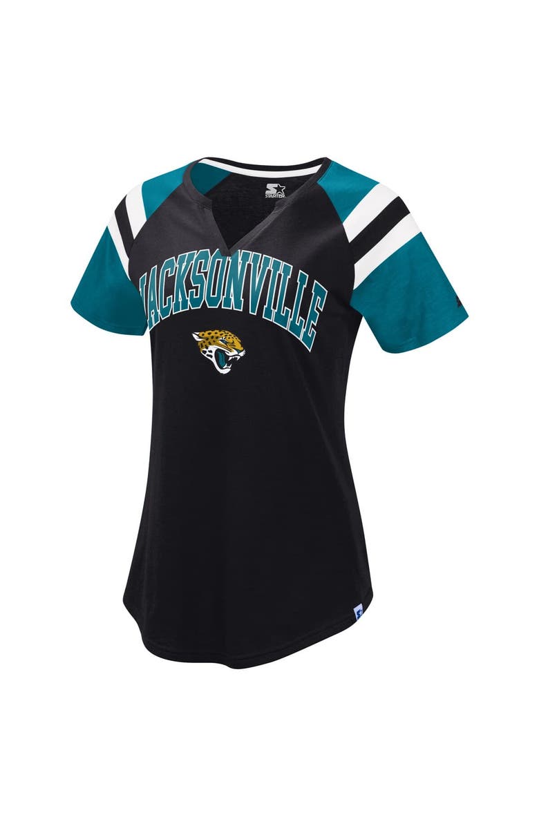 STARTER Women's Starter  Black Jacksonville Jaguars Game On Notch Neck Raglan T-Shirt, Alternate, color, 