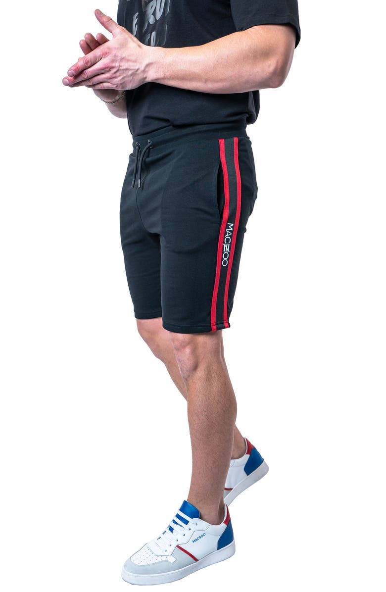 Maceoo Royal Black Cotton Knit Drawstring Shorts, Alternate, color, Black