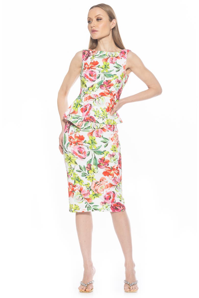 Amora Boat Neck Sleeveless Sheath Dress, Alternate, color, LARGE FLORAL