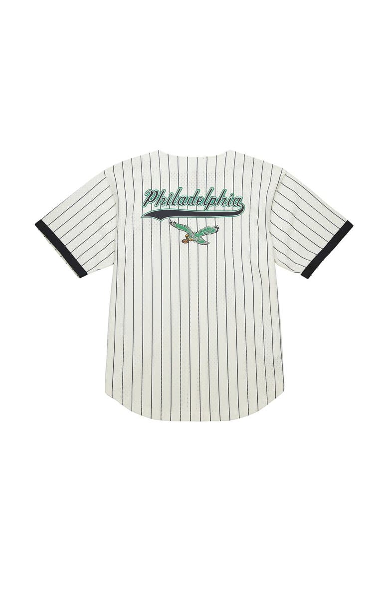 Mitchell & Ness Men's Mitchell & Ness  Cream Philadelphia Eagles Vintage Logo Final Seconds Full-Button Mesh Top, Alternate, color, 