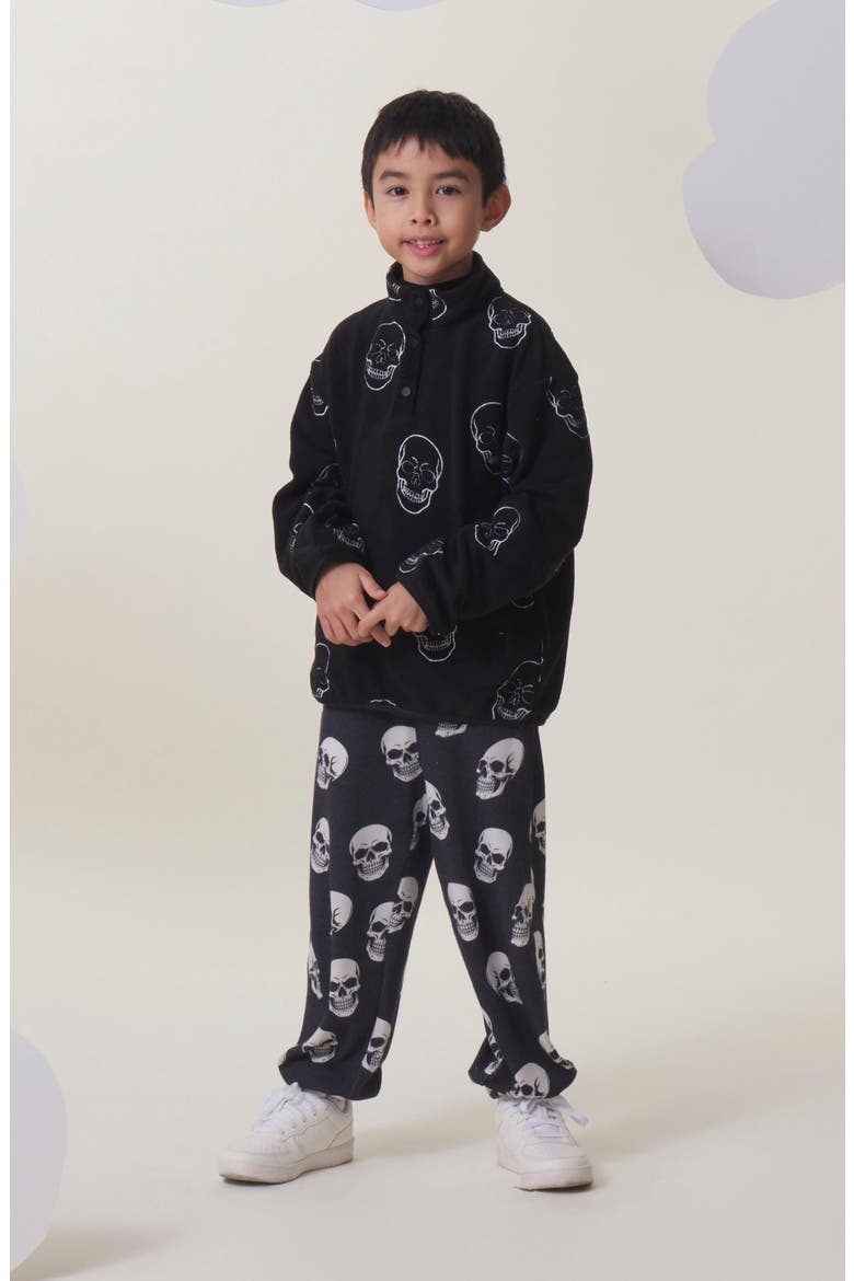 Kids' Embroidered Polar Fleece Pullover, Alternate, color, SKULLS