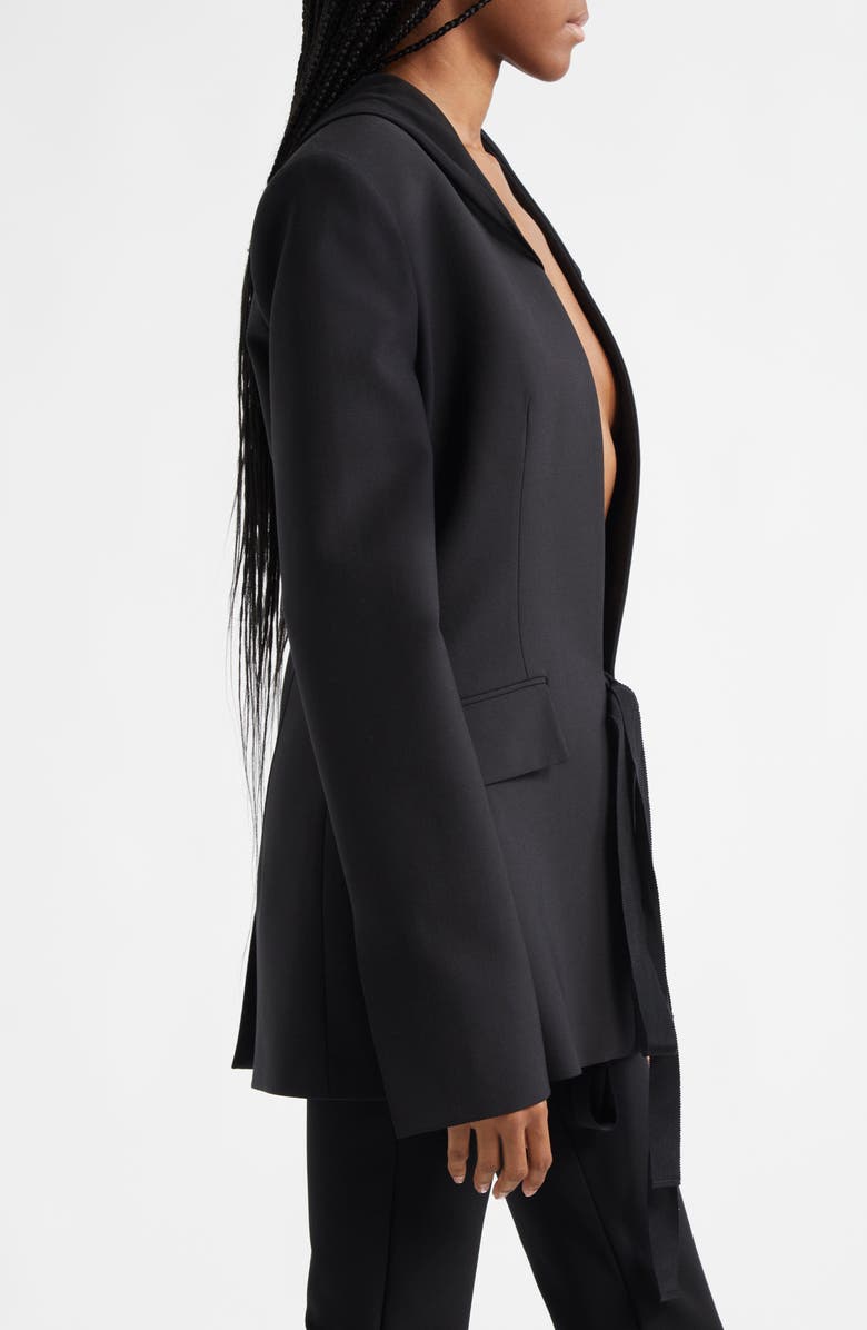 Nensi Dojaka Tie Front Stretch Hooded Blazer, Alternate, color,