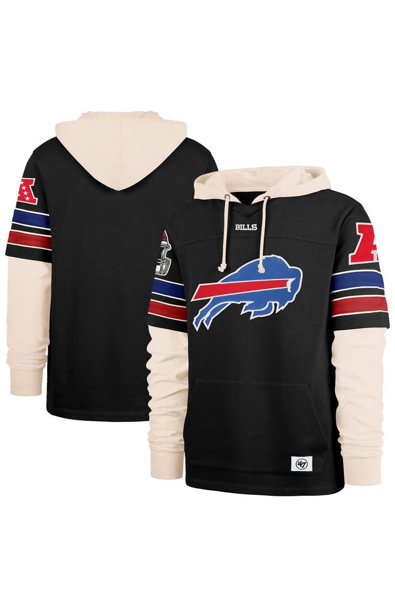 '47 Men's '47  Black Buffalo Bills Split Zone Cornerback Duo Hoodie, Alternate, color, Black