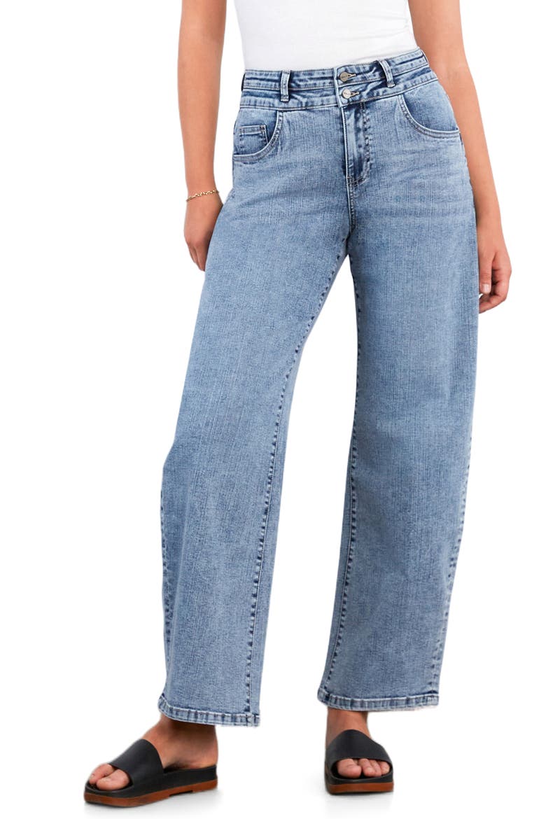Abigail Double Waist Relaxed Straight Leg Jeans, Main, color, PACIFIC BLUE
