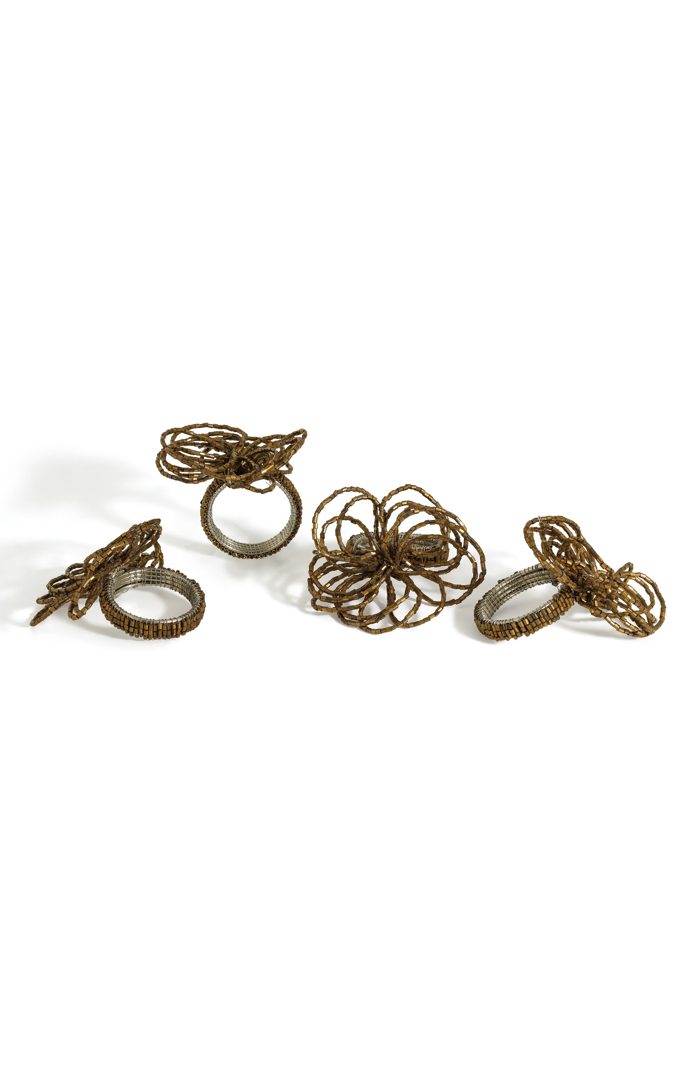 Tiramisu Bronze Elegance Beaded Set of 4 Napkin Rings
