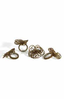 Tiramisu Bronze Elegance Beaded Set of 4 Napkin Rings