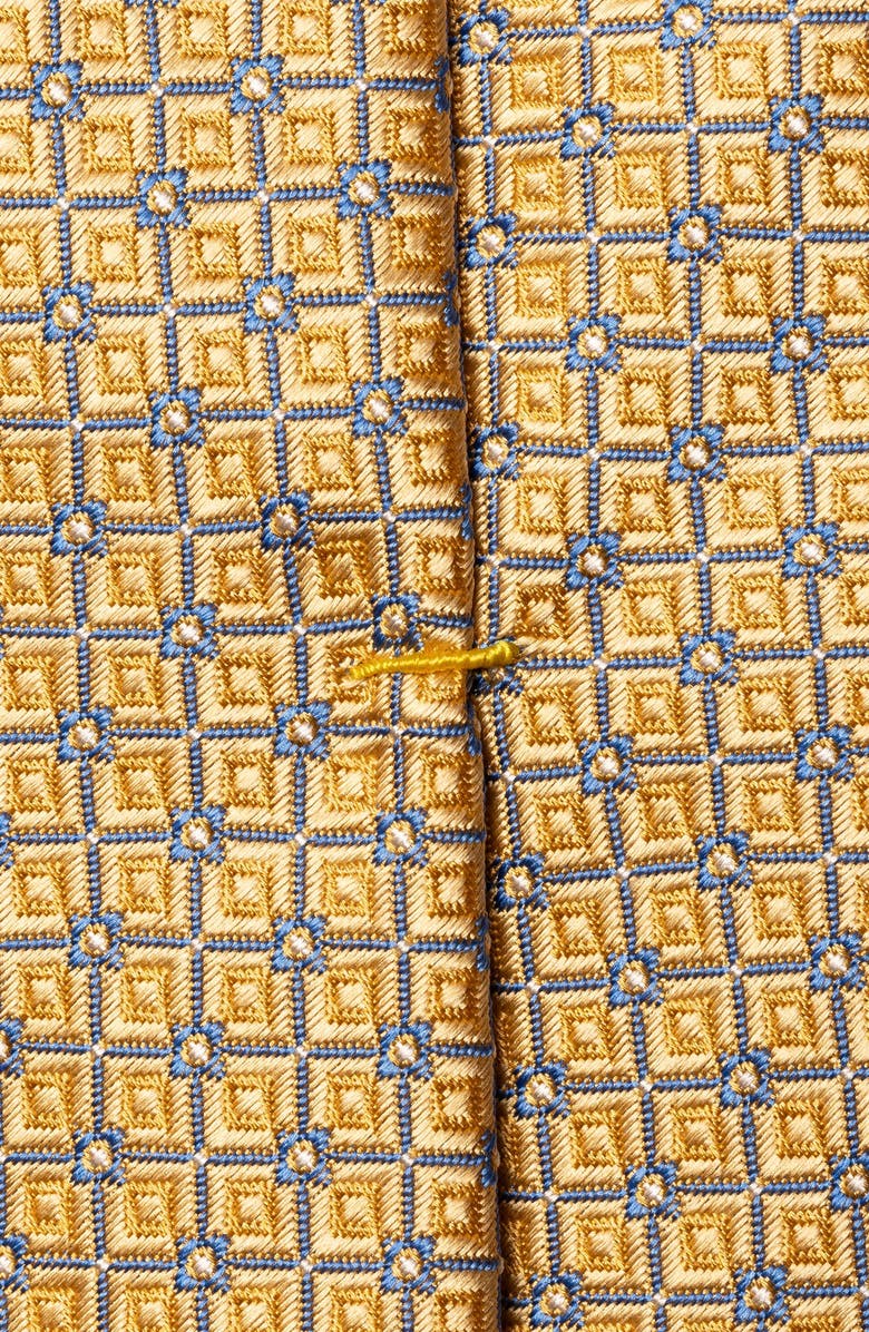 Eton Yellow Geometric Pattern Silk Jacquard Tie, Alternate, color, Light Yellow