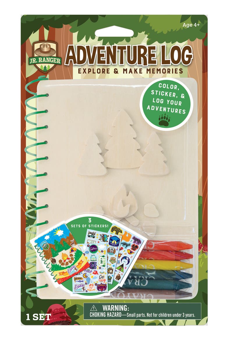 Jr Ranger Adventure Log Wood Craft Kit, Main, color, Multicolor