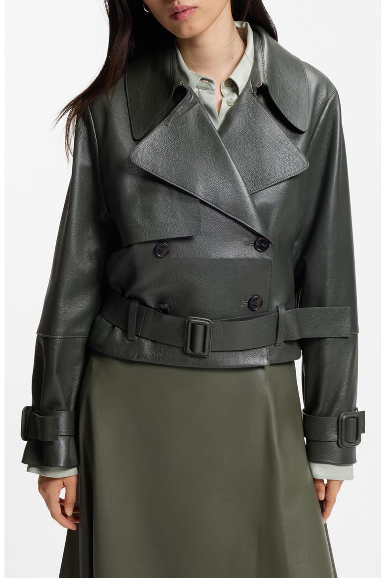 Satela Leather Jacket, Main, color, TEA LEAF