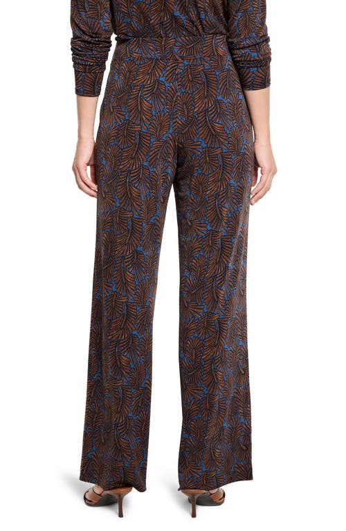 Nic + Zoe Nic+zoe Feather Fern Print Wide Leg Pants In Brown