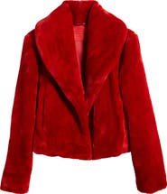 BLANKNYC Shawl Collar Faux Fur Jacket