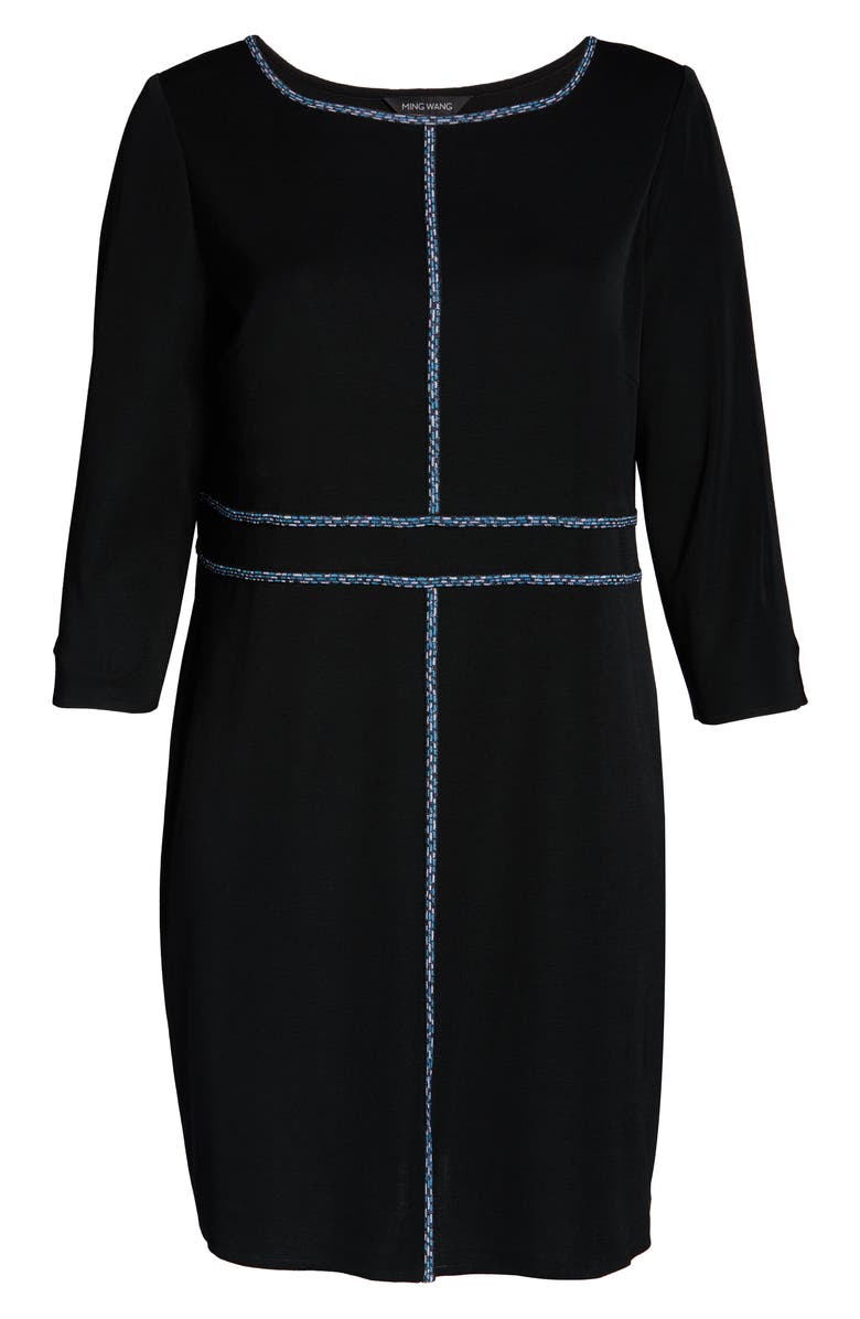 Ming Wang Mosaic Trim Knit Dress, Alternate, color,