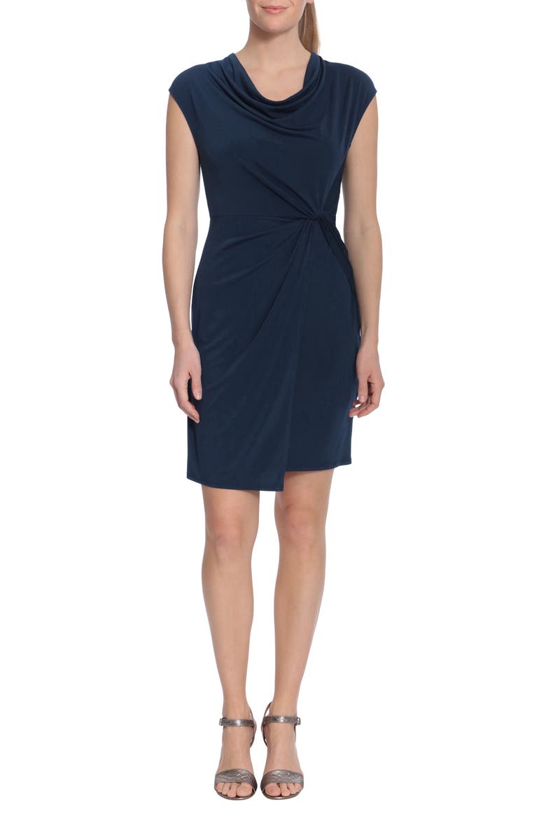 Cowl Neck Side Twist Jersey Dress, Main, color, NAVY