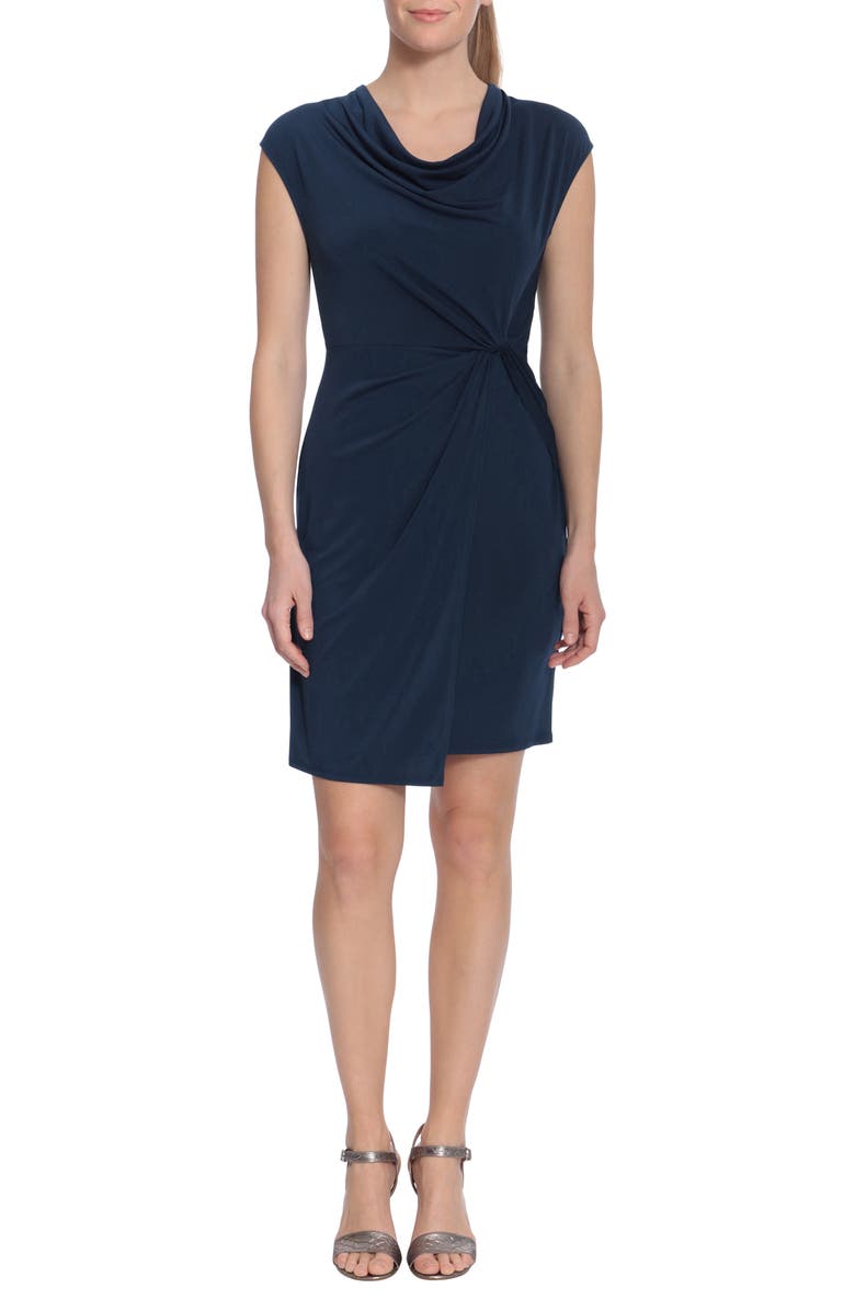 London Times Cowl Neck Side Twist Jersey Dress, Main, color,