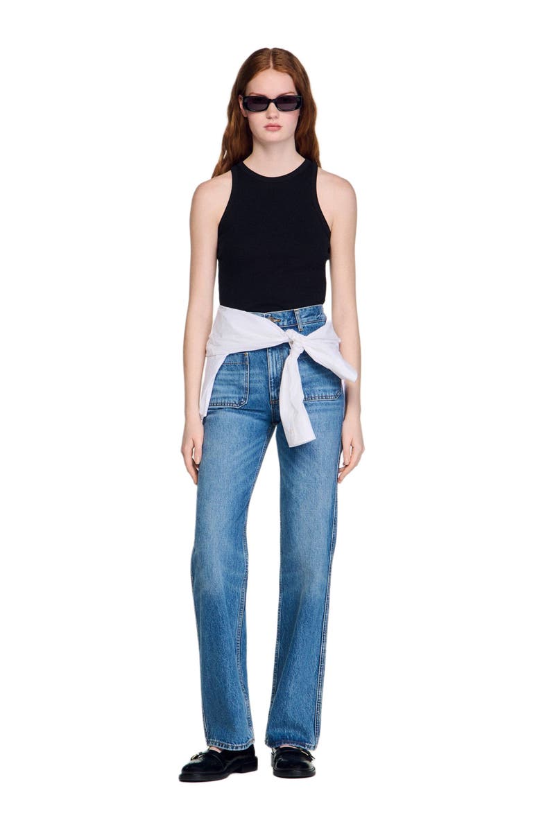 SANDRO Embroidered vest top, Alternate, color, Black