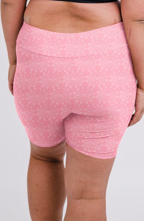 Calypsa Plus Size Mid-thigh Swim Shorts In Pink