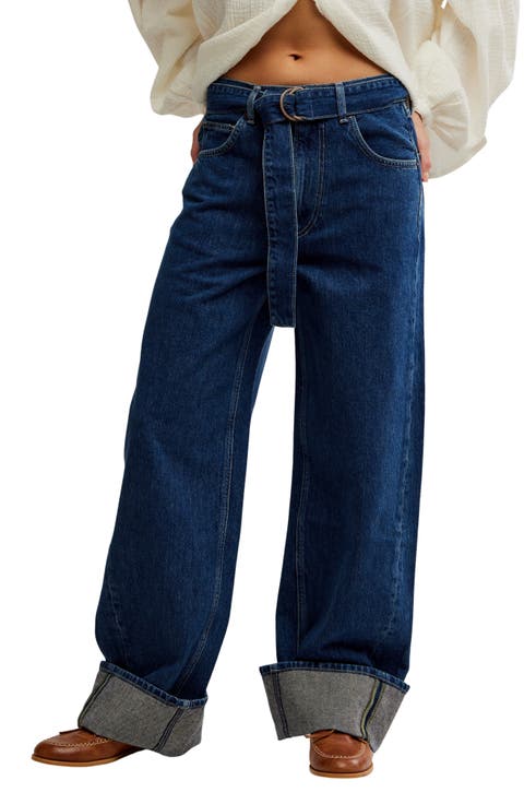 East Bay Belted Cuffed High Waist Wide Leg Jeans (Spunky)