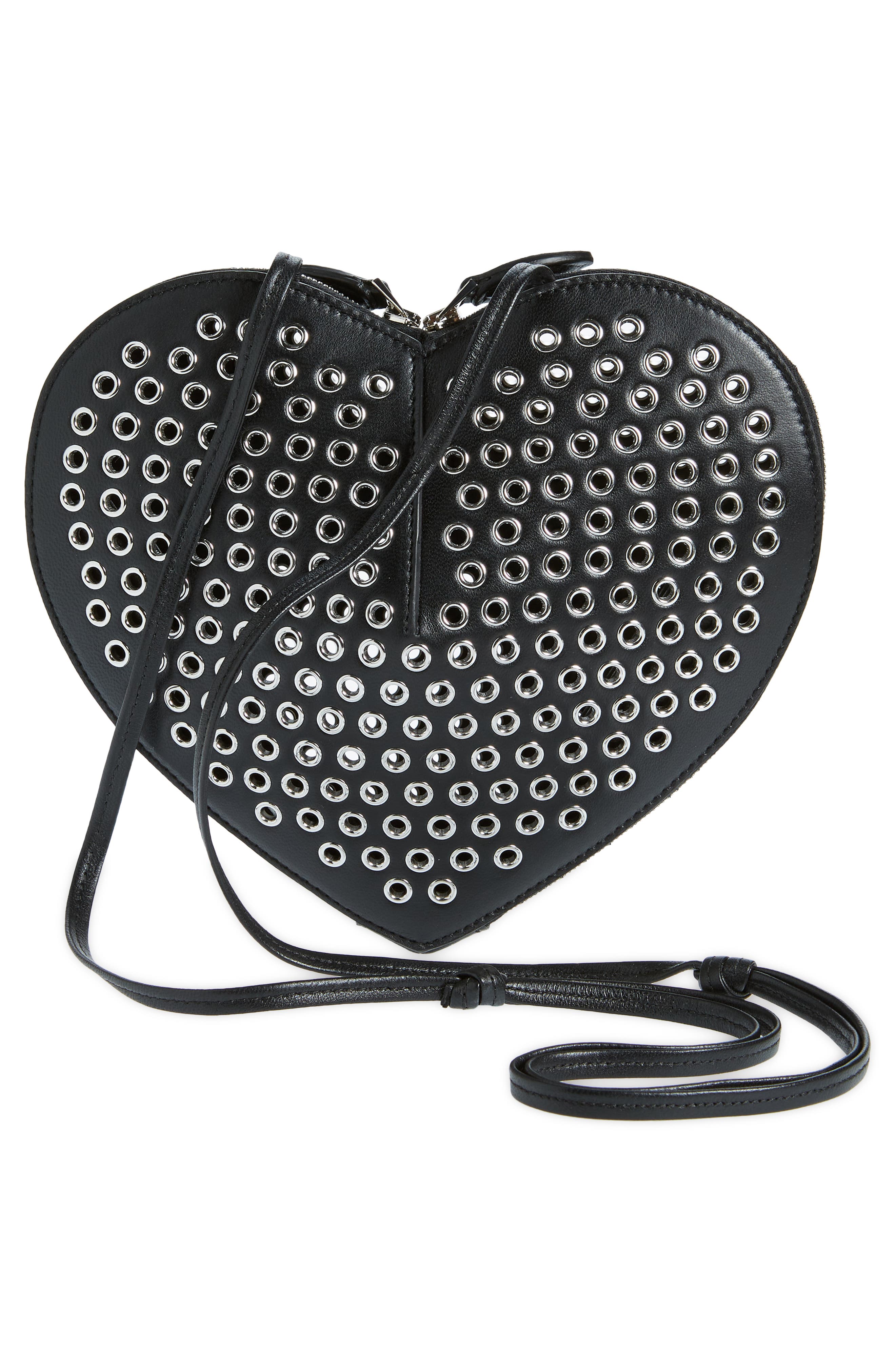 Alaïa Le Coeur Grommet Leather Crossbody Bag, Alternate, color, 