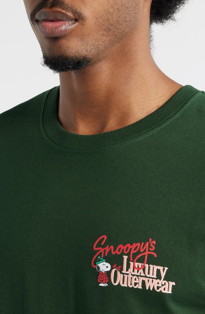The Forecast Agency Peanuts<sup>®</sup> Luxury Outerwear Graphic T-Shirt, Alternate, color, Forest