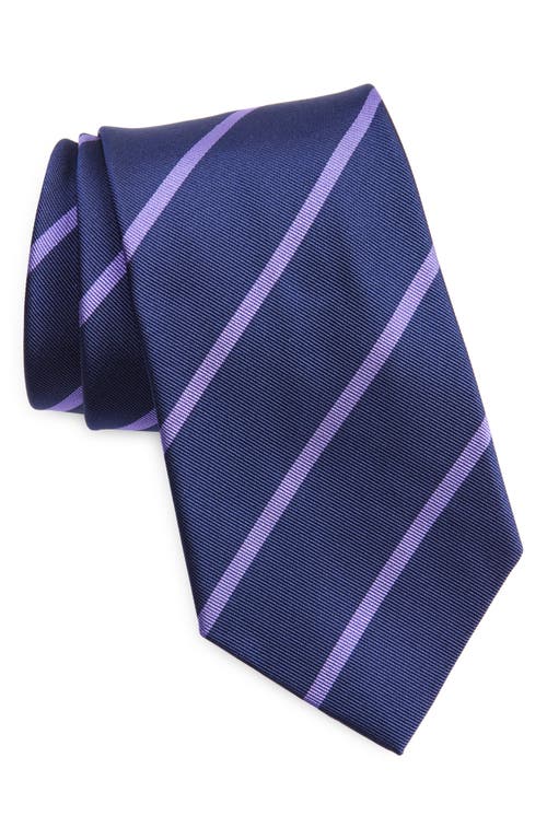 Ralph Lauren Purple Label Super Repp Stripe Silk Tie in Navy/Lavender 