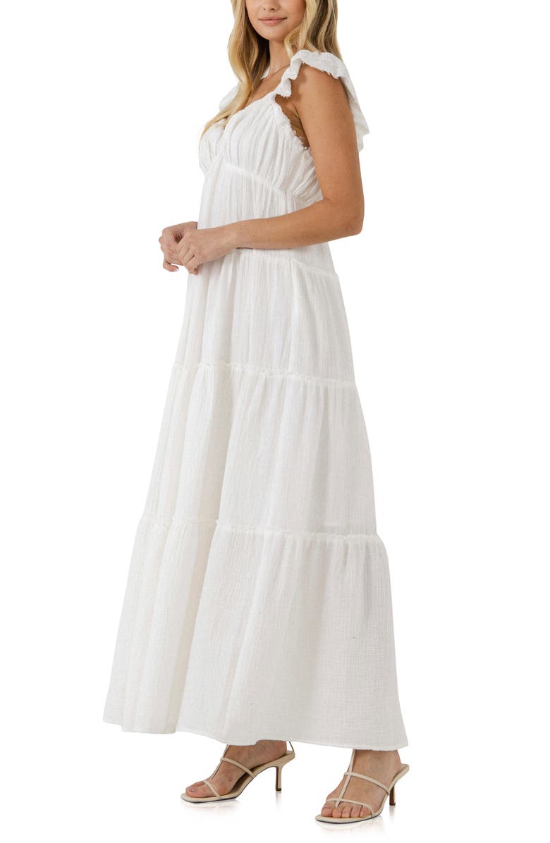 Free the Roses Sweetheart Neck Cotton Gauze Tiered Maxi Dress, Alternate, color, 