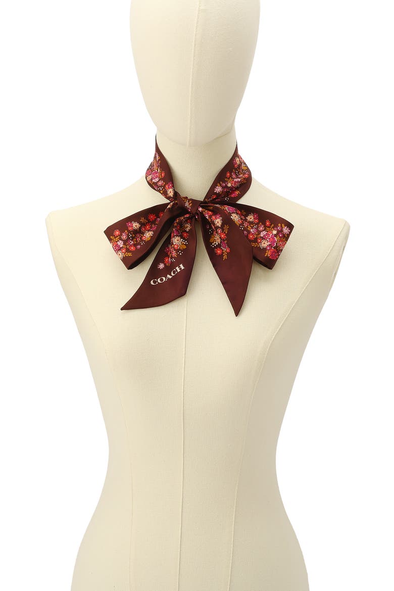 Posey Cluster Silk Scarf, Alternate, color, BROWN MULTI