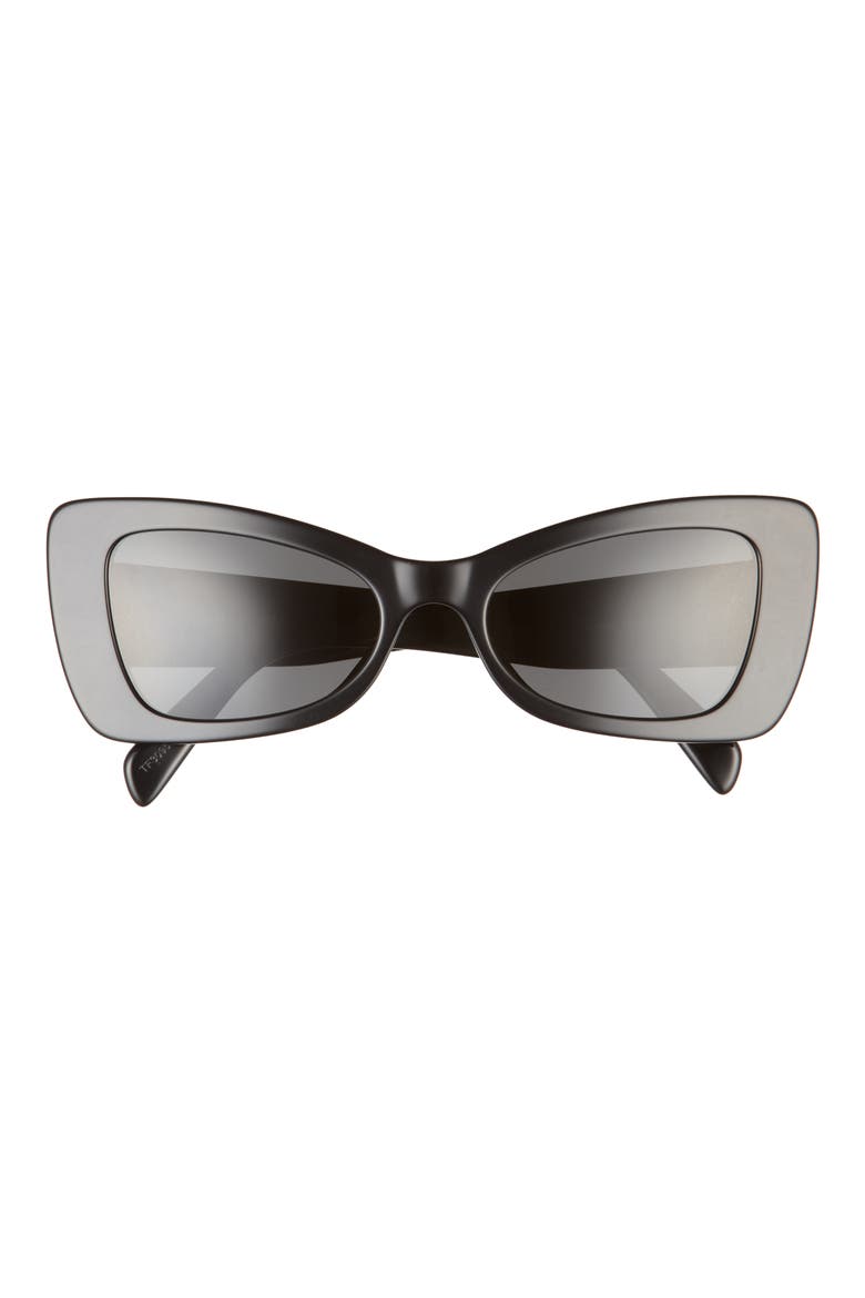 Bold 3 Dots 54mm Butterfly Sunglasses, Main, color, SHINY BLACK / SMOKE