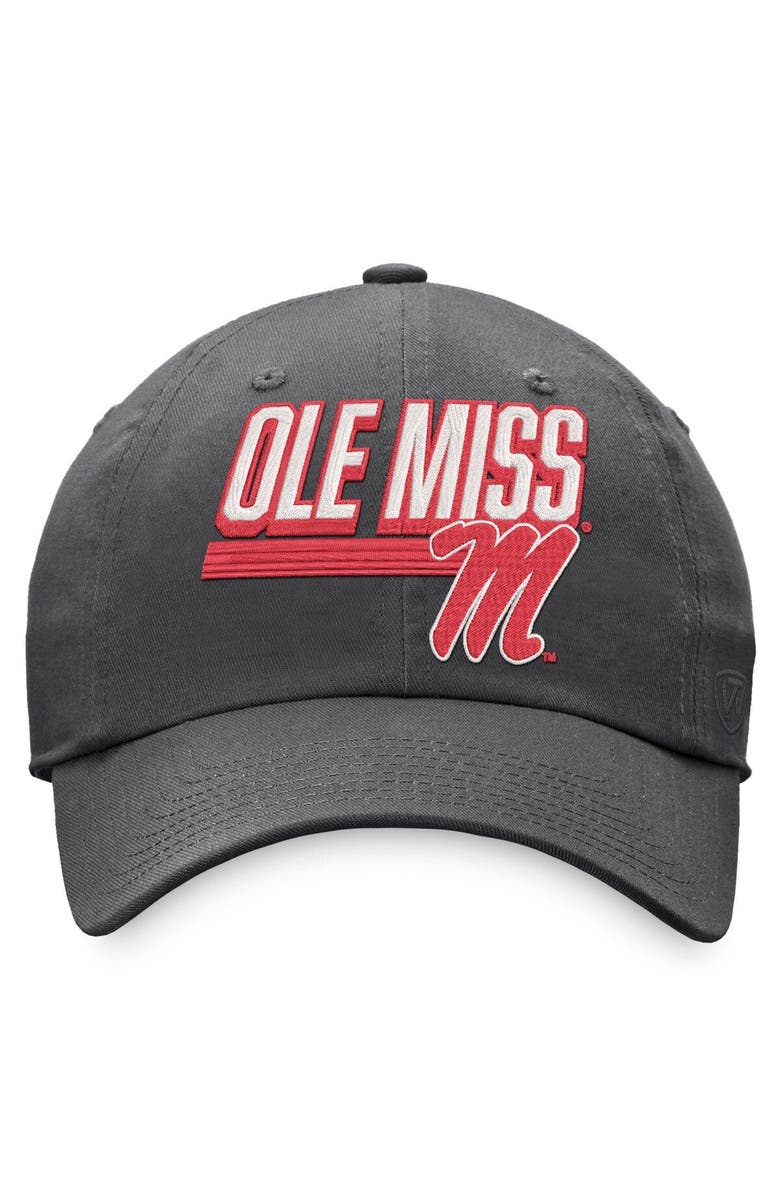 TOP OF THE WORLD Men's Top of the World Charcoal Ole Miss Rebels Slice Adjustable Hat, Alternate, color, Charcoal