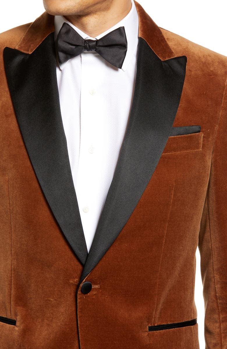 BOSS Hugo Brown Velvet Tuxedo Jacket, Alternate, color, 
