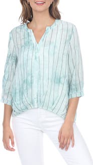 RAIN AND ROSE Striped Tie Dye Top