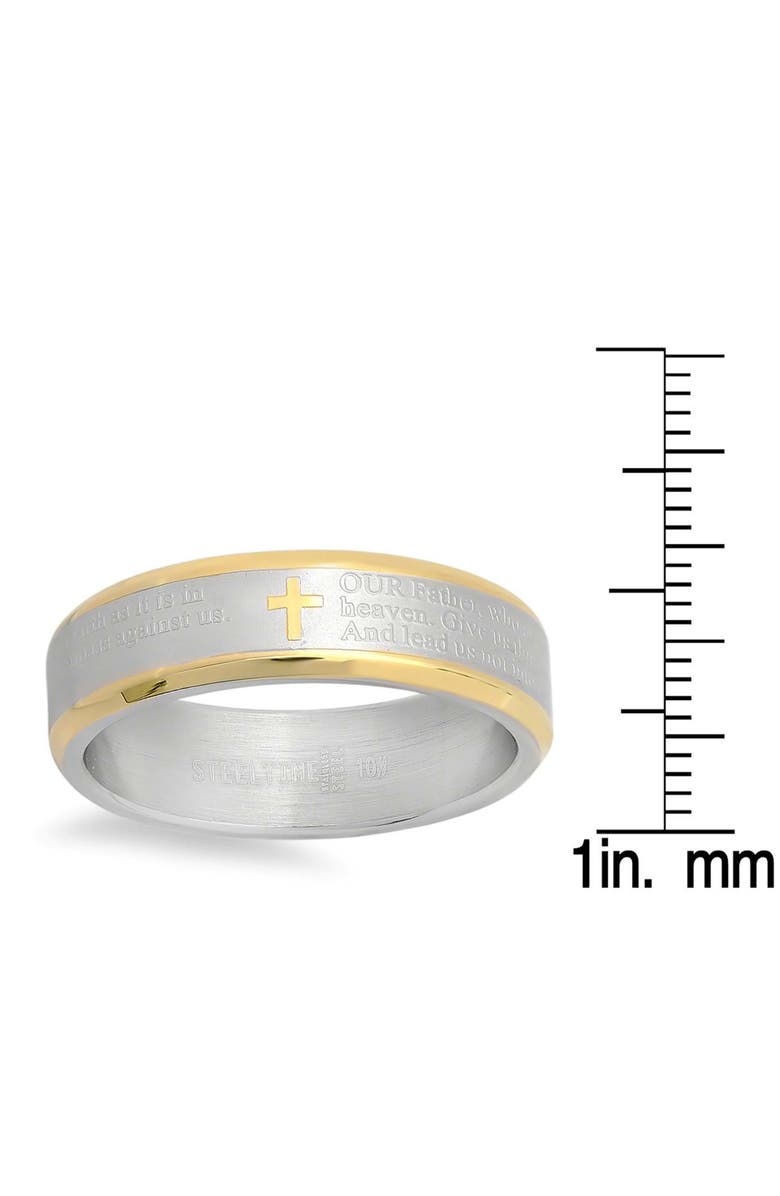 STEELTIME Two-Tone Stainless Steel Lord's Prayer Band Ring, Alternate, color, Silver/Gold