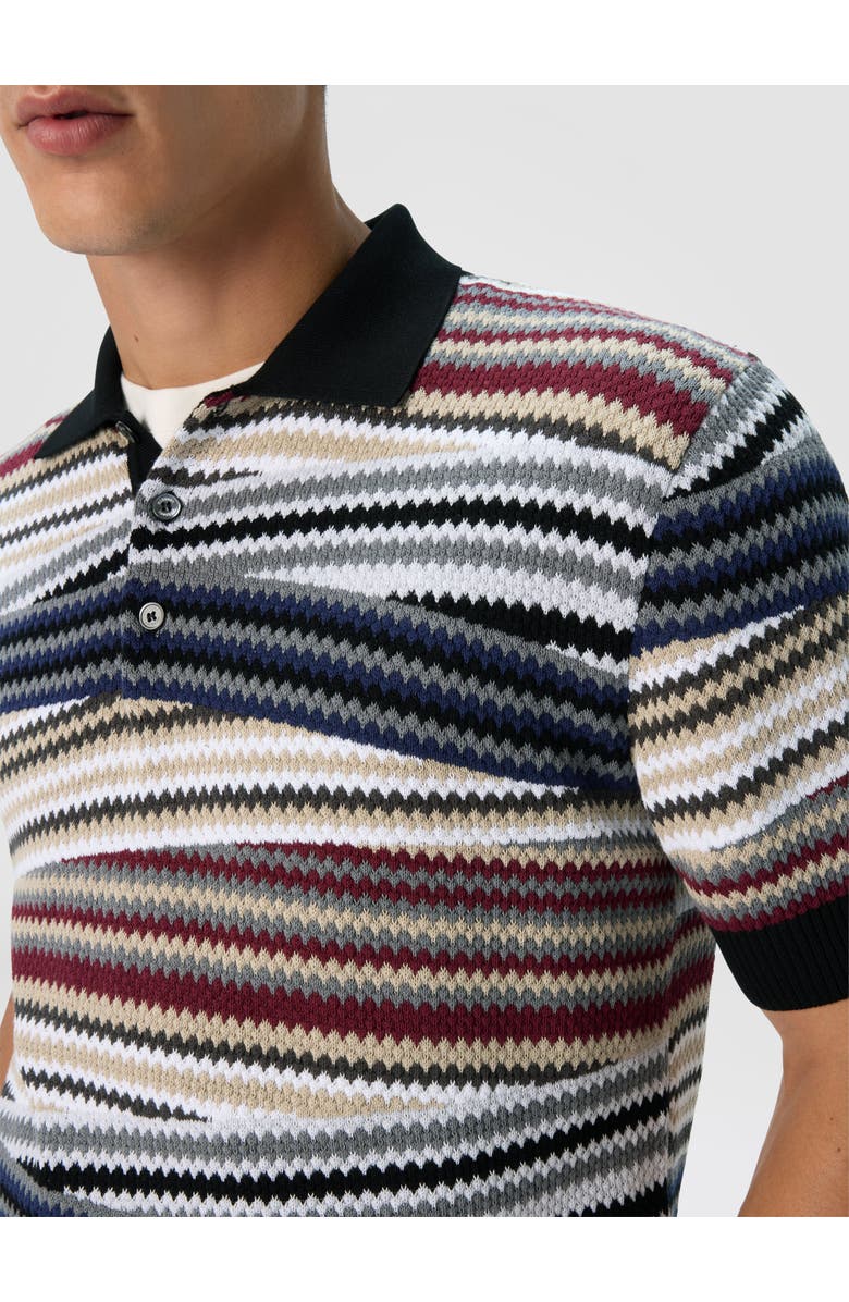 Missoni Short Sleeve Polo With Buttons And Striped Zigzag Pattern, Alternate, color, Multicoloured