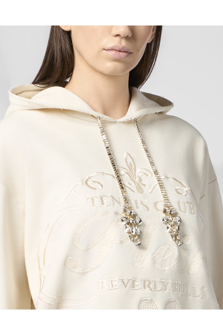 Washed Hoodie Tennis Club Crystals Women, Alternate, color, OffWhite