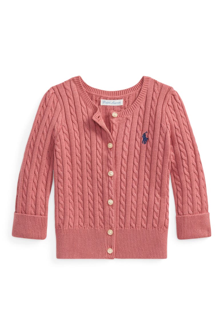 Kids' Mini Cable Cotton Cardigan, Main, color, CANVAS PINK
