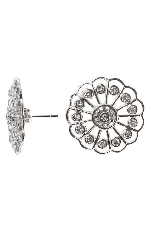 CZ Open Flower Stud Earrings