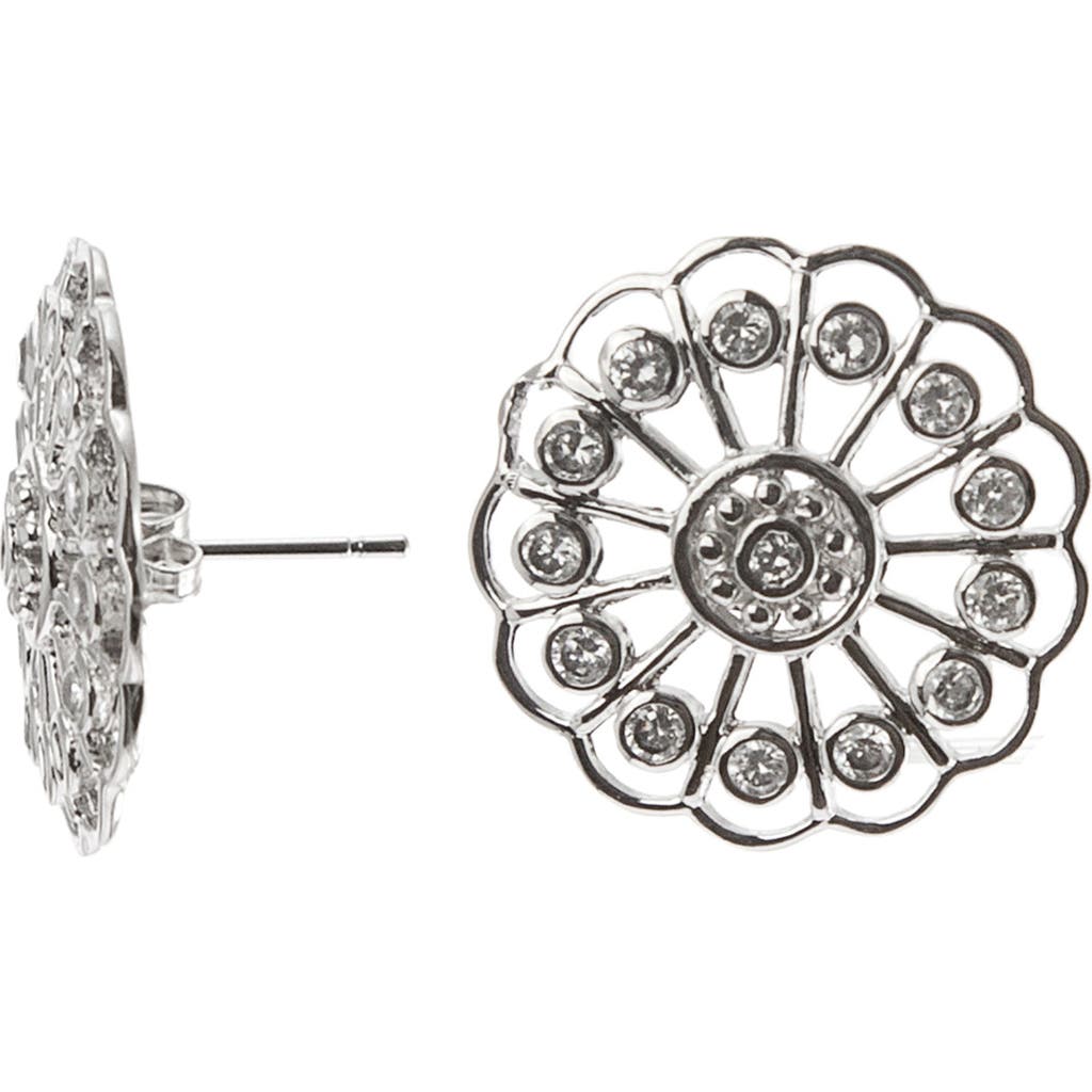 Jardin Cz Open Flower Stud Earrings In Brown