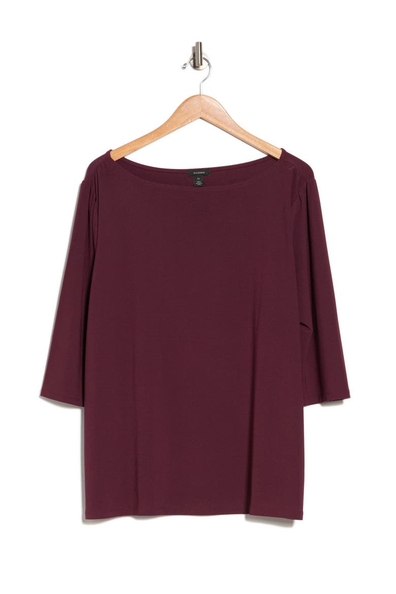 Solid Elbow Length Sleeve Top, Alternate, color, BURGUNDY FIG